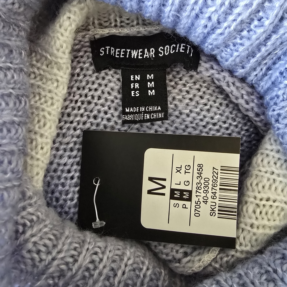 Streetwear Society Blue Ombre Cropped Turtleneck Sweater M - Picture 6 of 7